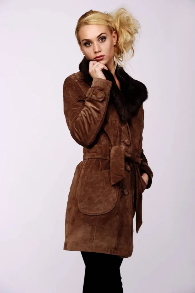 MANTEAU PORC VELOURS COL LAPIN AMOVIBLE