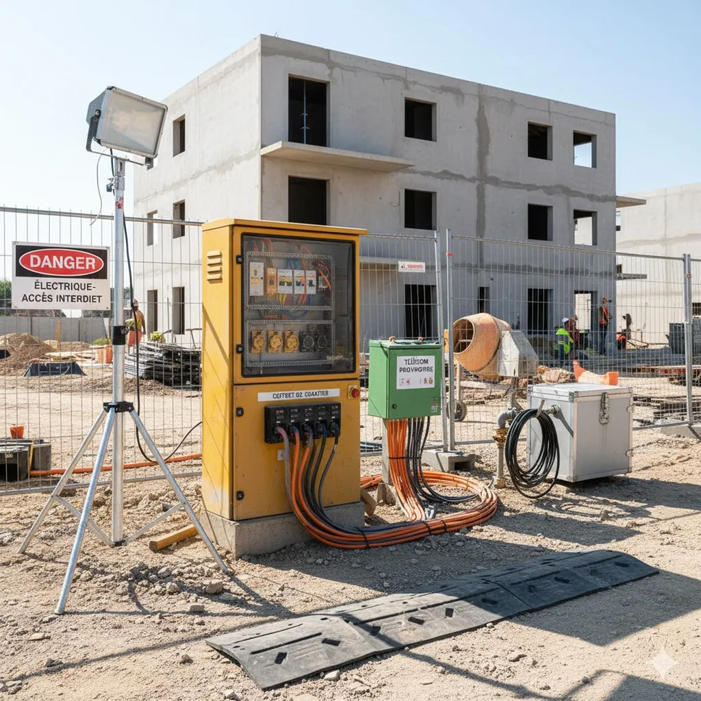 une installation Électrique Provisoire de Chantier et un Raccordement Multi-Réseau à Bordeaux
