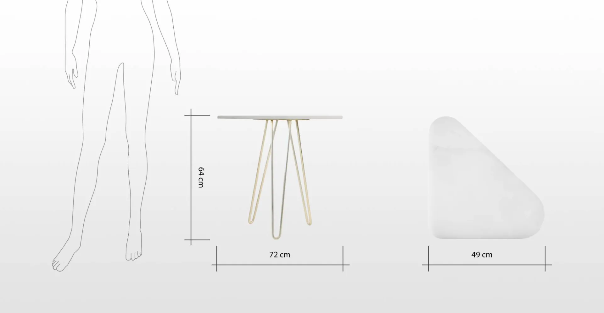Mona: table basse design vintage en onyx blanc et pied hairpin legs laiton poli