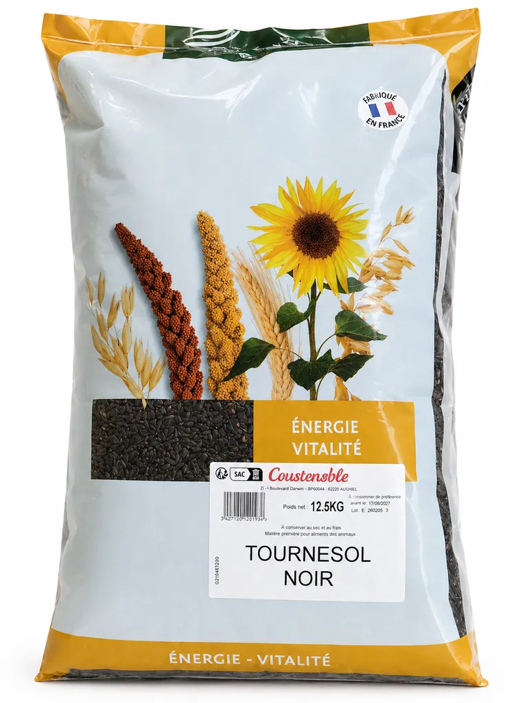 Tournesol noir pour alimentation animale – graines riches en énergie pour oiseaux et animaux de la ferme