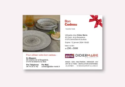 Bon Cadeau : 25,00 € – 500,00 €
