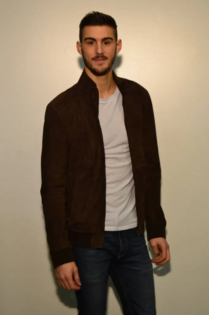 blouson peau teddy marron homme