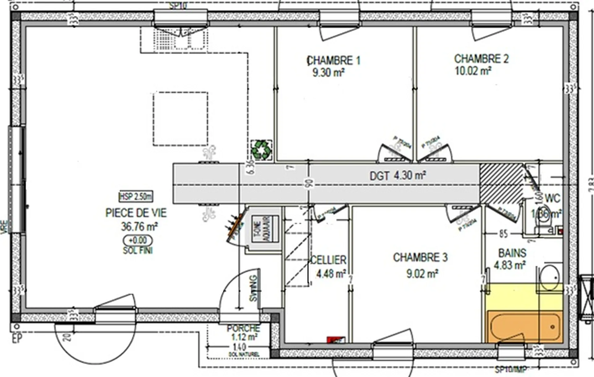 Maison plain-pied de 80 m²