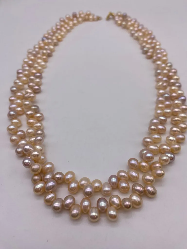 Collier de perles de culture 2 rangs rosées en dépôt vente chez Or Ligne à La Teste de Buch près de Mios