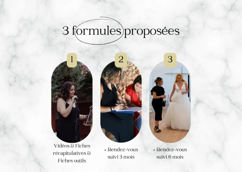 formules de coaching en organisation de mariage en ligne avec une organisatrice de mariage professionnelle 