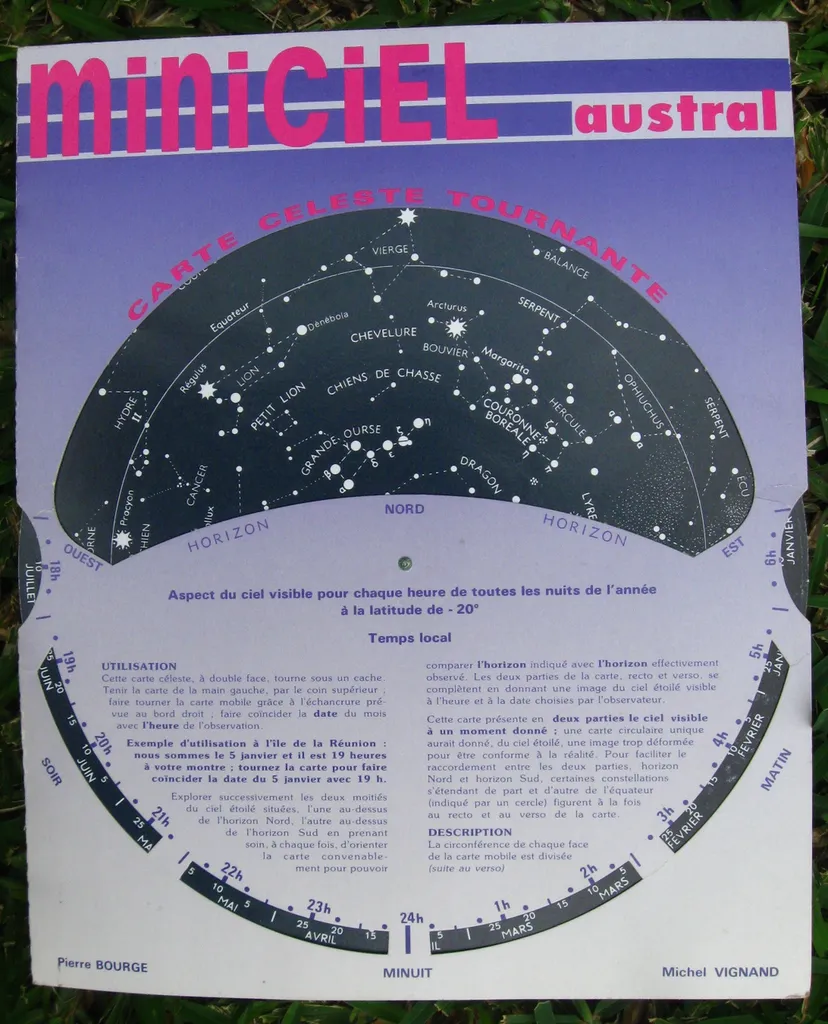 Carte Céleste MINICIEL AUSTRAL tournante. BORDEAUX