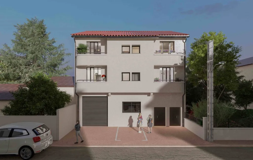 Loft T5 plein pied d'un grand séjour et cuisine ouverte avec jardin privatif dans une rue calme à Vénissieux proche de Lyon 8ème