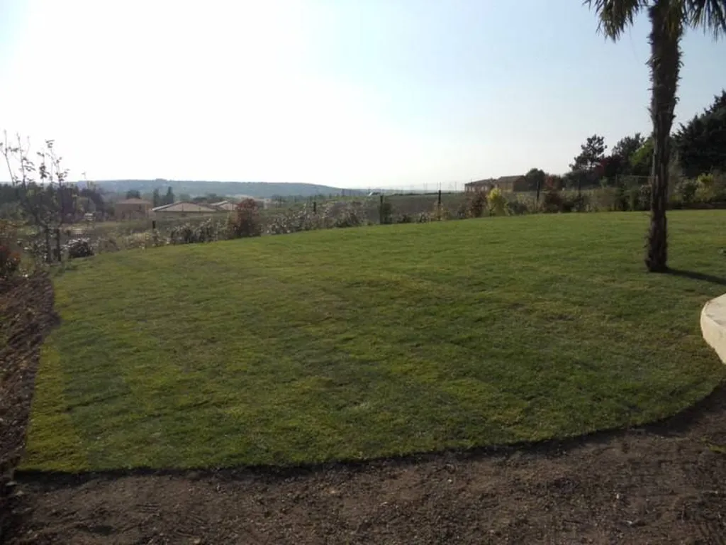 Gazon de placage réalisé par Les Jardins de Romain.