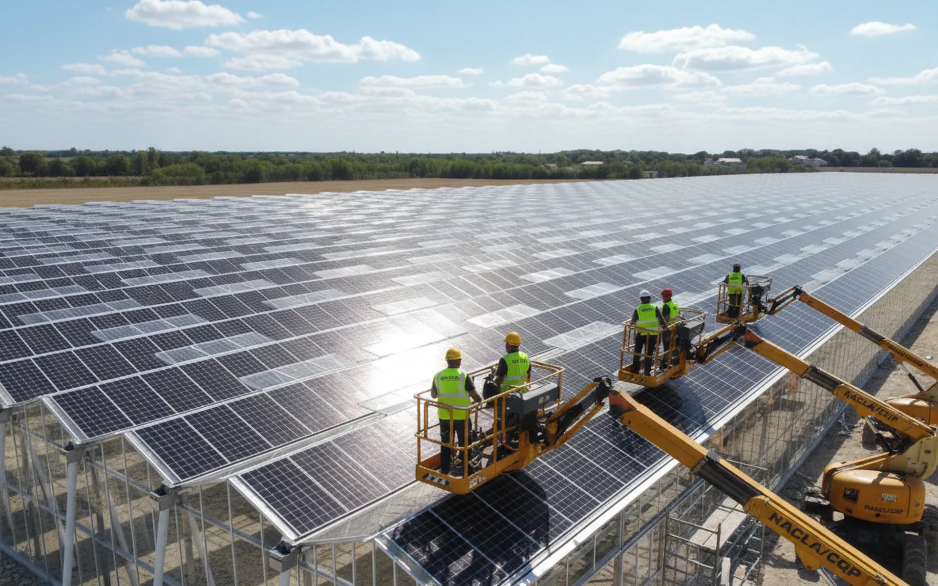 matériels spécialisés pour nettoyage et entretien d'installation photovolatique sur serre agricole
