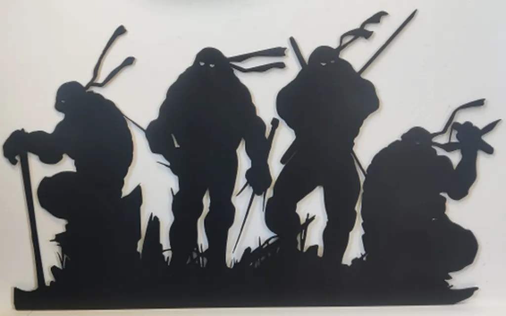 Décoration murale artisanale Tortues Ninja 1m – Fabrication sur mesure à Villeneuve-de-Rivière (31, Occitanie) – Création métal design intérieur enfant – Livraison partout en France