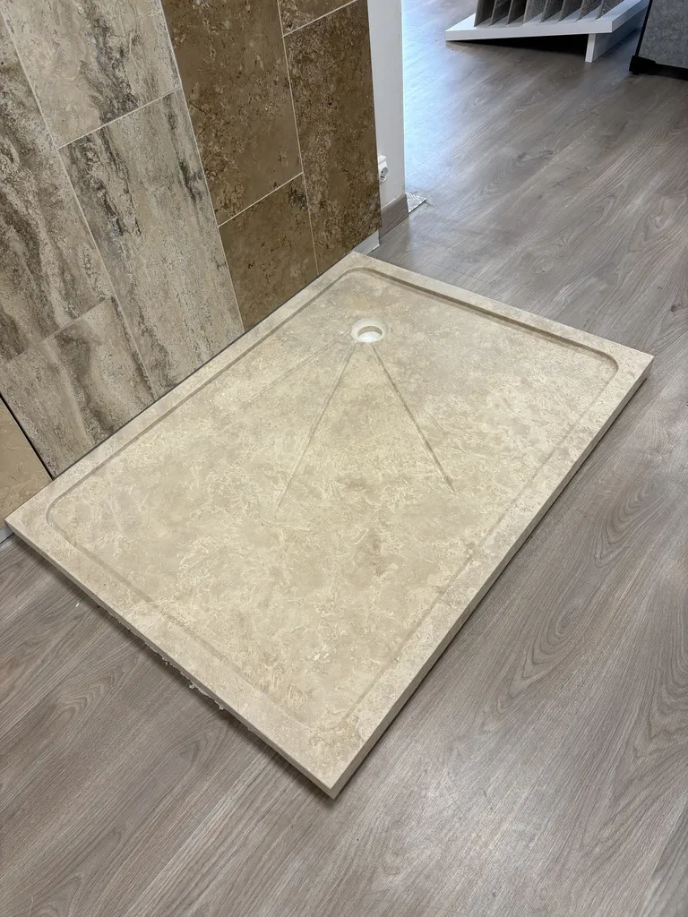 BAC A DOUCHE  - RECEVEUR DE DOUCHE TRAVERTIN BEIGE  RAINURE  120X90X5 CM 