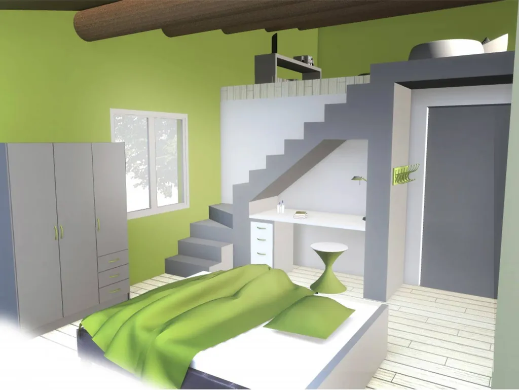 Perpective chambre fils - Réaménagement intérieur d'une villa individuelle à Eyguières