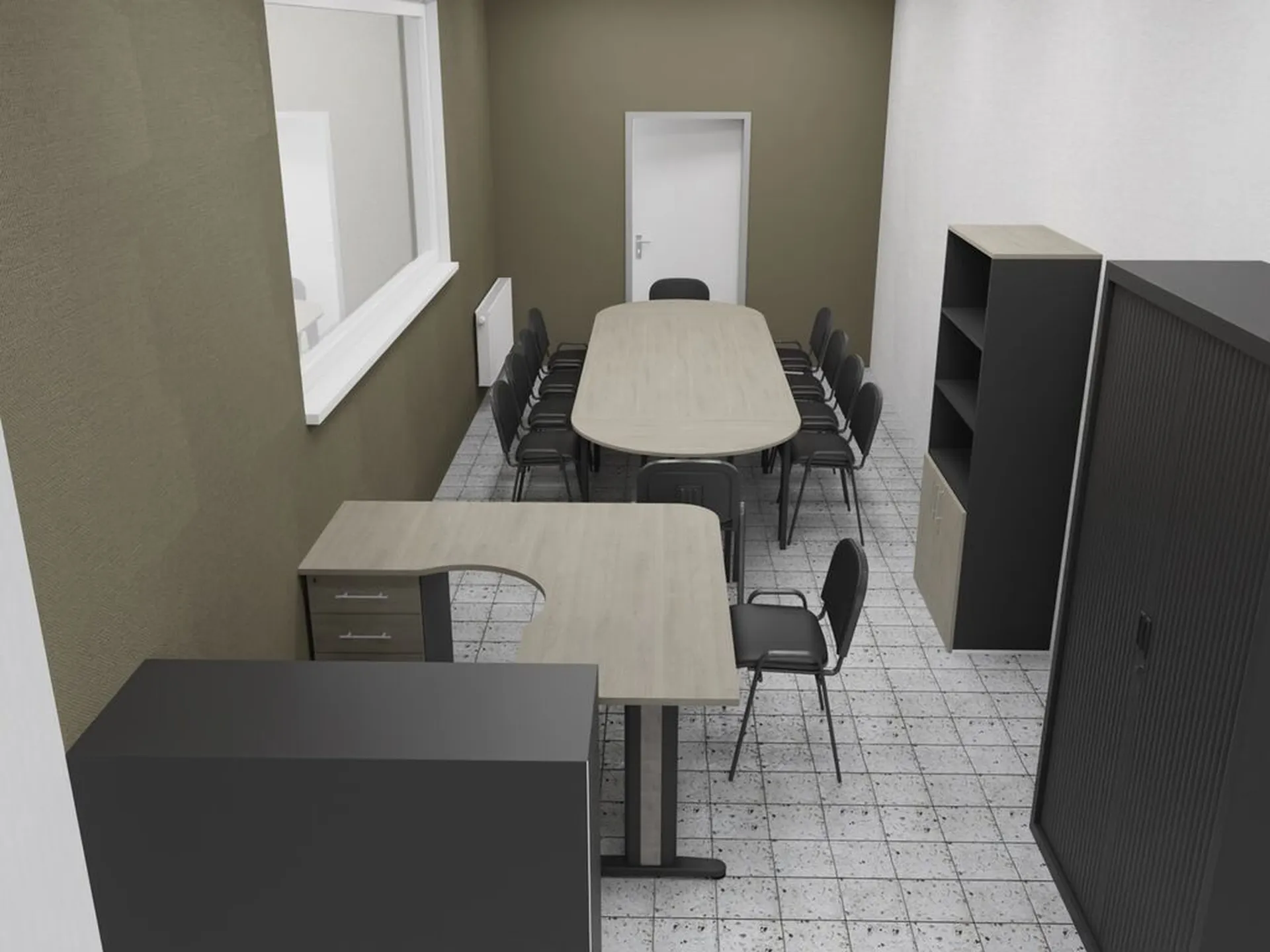 caisson retour bout de bureau 3d