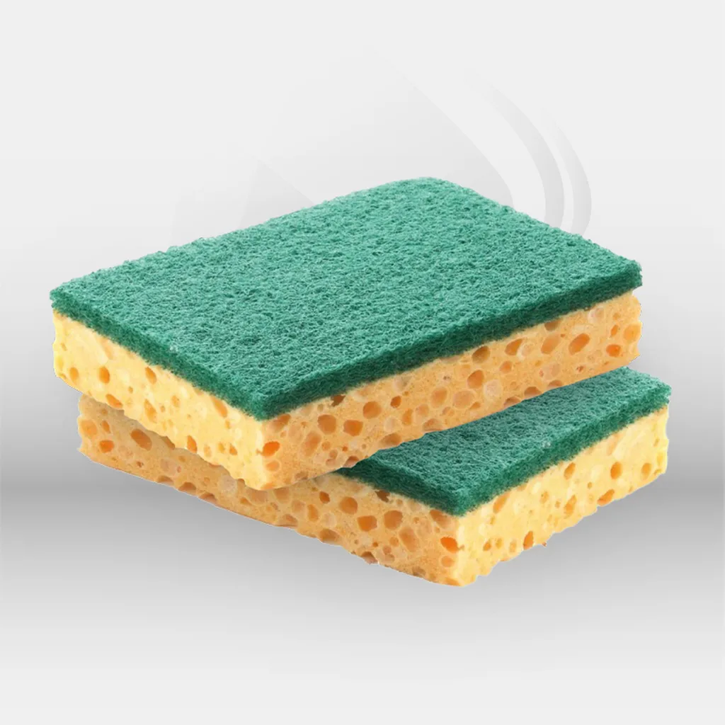 Éponge grattante végétale double face cellulose en lot de 10, outil de nettoyage professionnel pour cuisine, vaisselle et surfaces alimentaires, permettant lavage et récurage efficace en milieu professionnel – disponible à Mont-de-Marsan, Landes (40), Nou