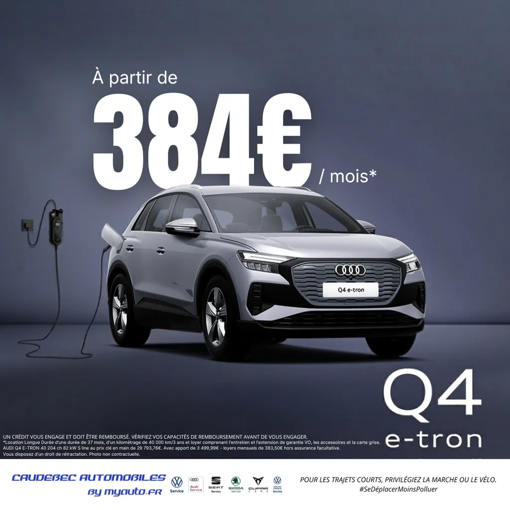 Audi Q4 d'occasion en location longue durée à prix exceptionnel proche Yvetôt