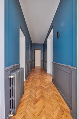 rénovation Couloir avec une peinture bleue à Bordeaux en Gironde 