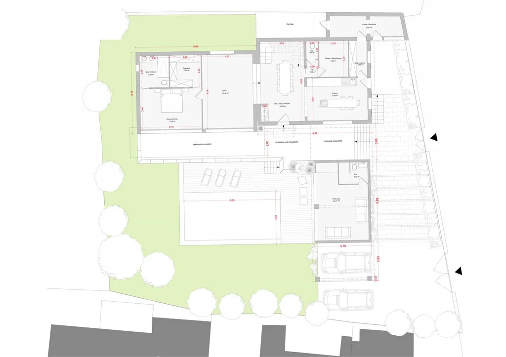 Plan RDC projet - Projet de rénovation d'architecte pour une propriété à vendre - 13300 Salon de Provence