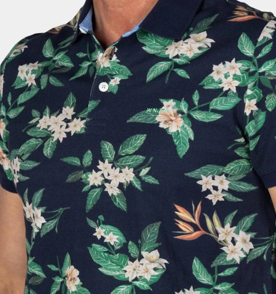 Polo Bleu Foncé Floral NZA chez Urban Chic à dieppe 76