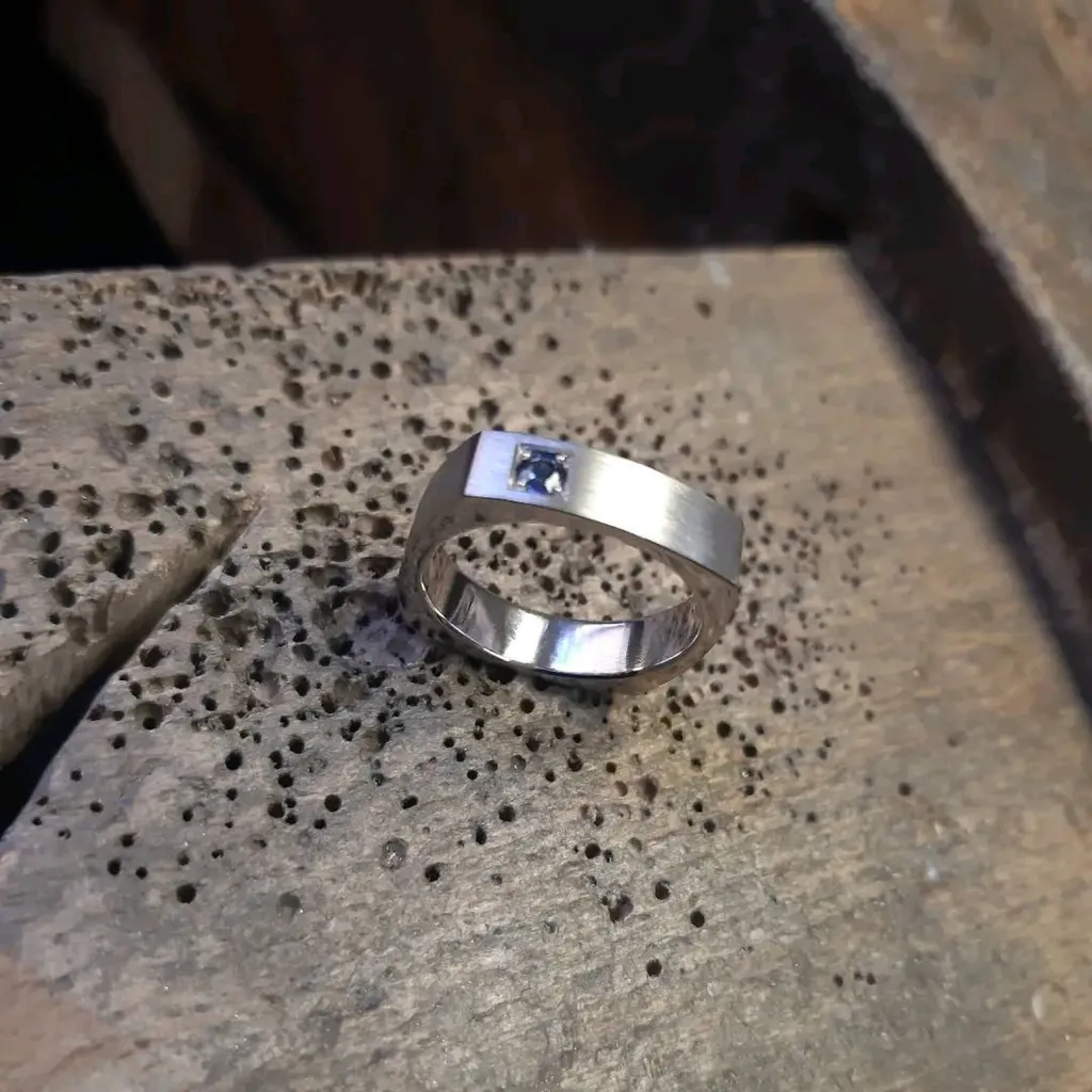 Bague moderne en or gris pour Homme Bordeaux