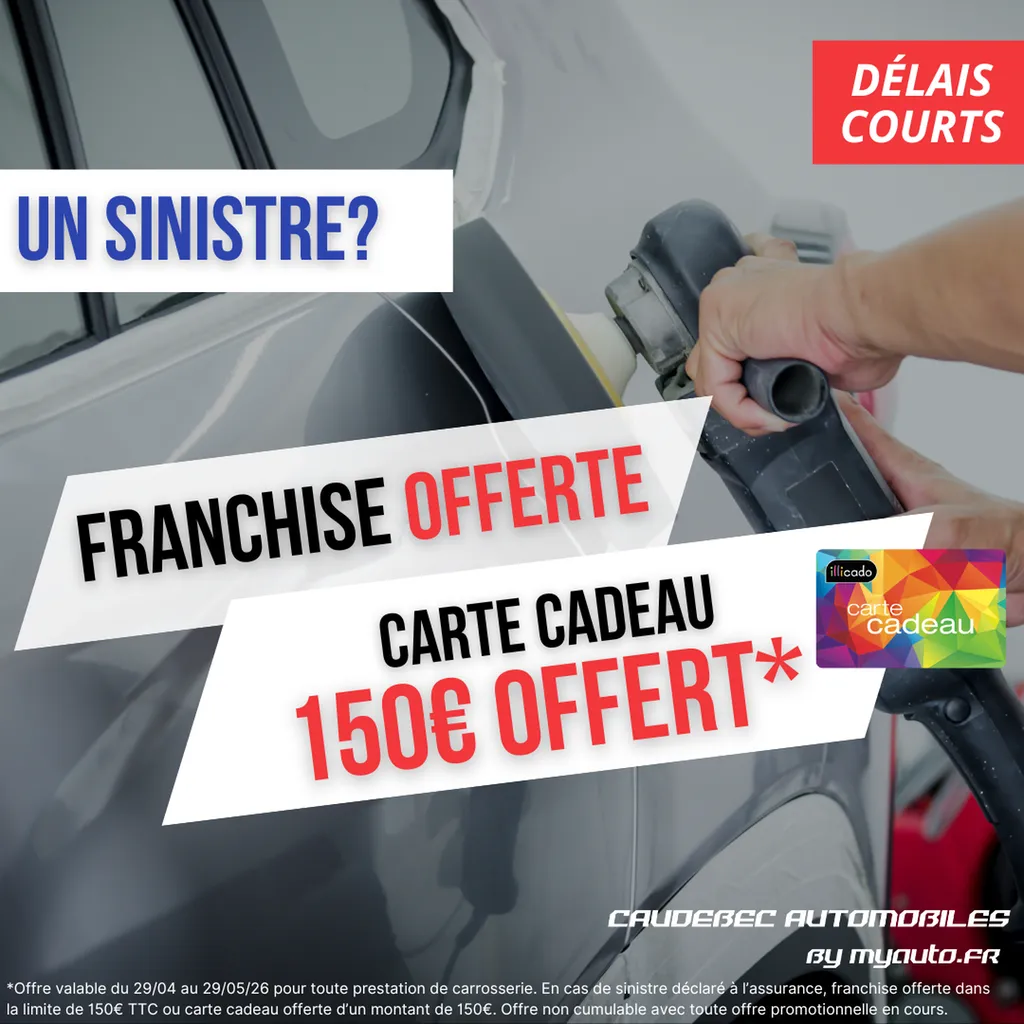 Réparation carrosserie et pare-brise proche Le Havre : profitez de 150€ offerts ou de votre franchise remboursée chez Caudebec Automobiles