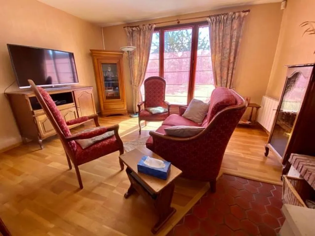 un joli séjour salon avec cheminée insert