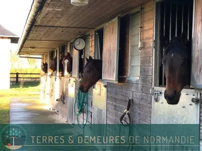 Rare à la vente, propriété à vocation équestre et activité de gîtes et chambres d'hôtes, bâtie sur un terrain d'env. 10 hectares, proche des commodités de Cormeilles 27260