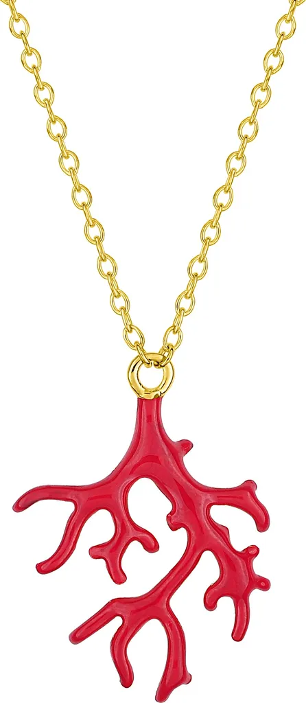 Long collier corail rouge en plaqué or neuf disponible chez Or Ligne à La Teste-de-Buch
