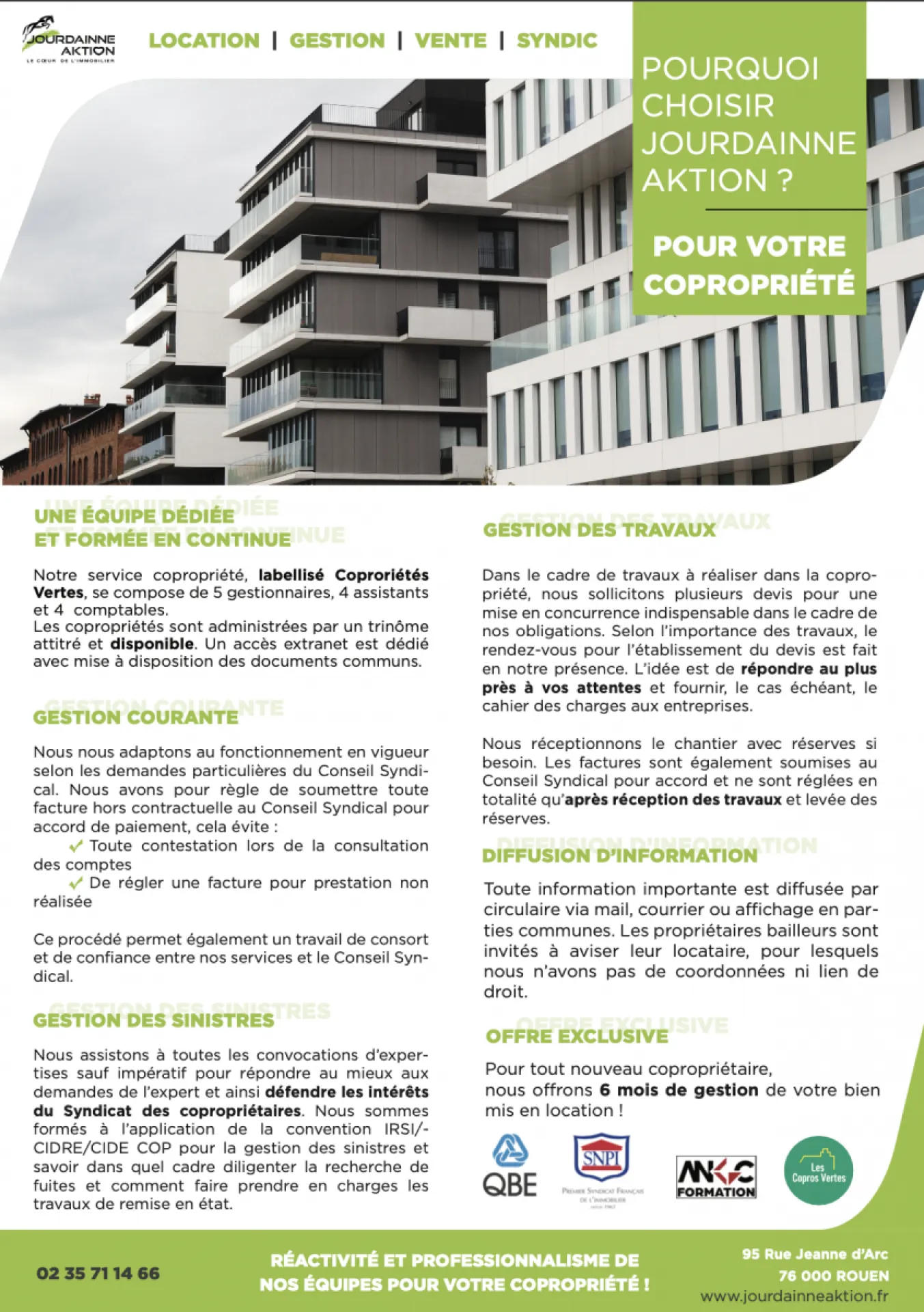 Pourquoi choisir Jourdainne Aktion pour votre copropriété ?