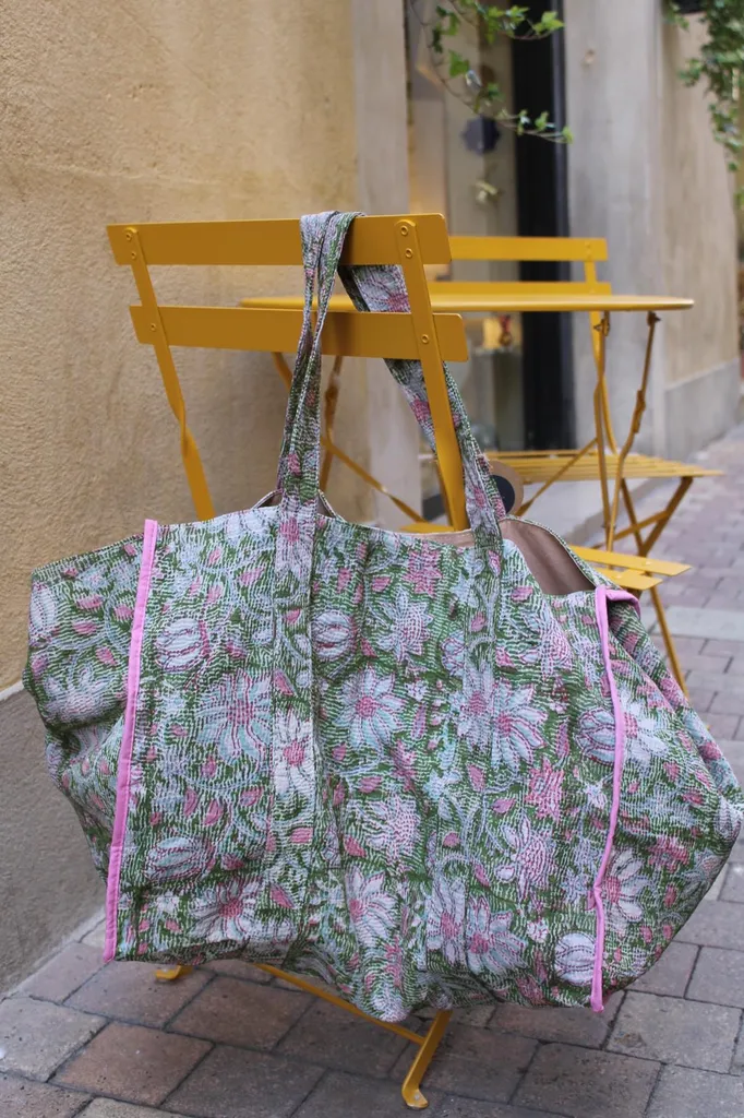 Grand sac cabas imprimé blockprint Maison Lilo