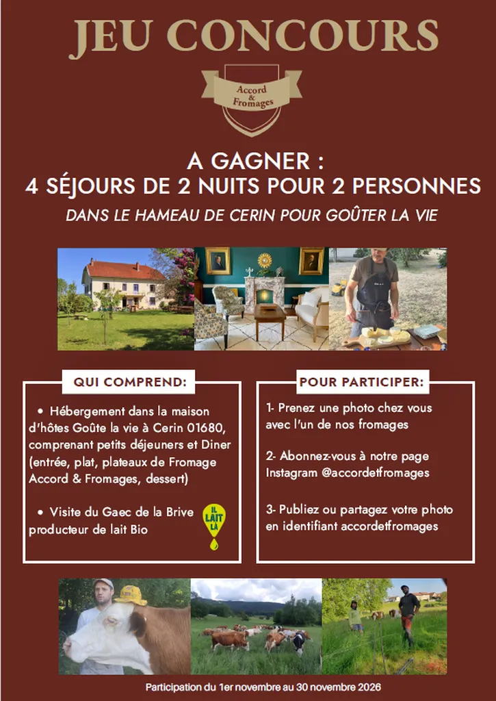 Jeu-concours Accord & Fromages du 1er au 30 novembre 2026