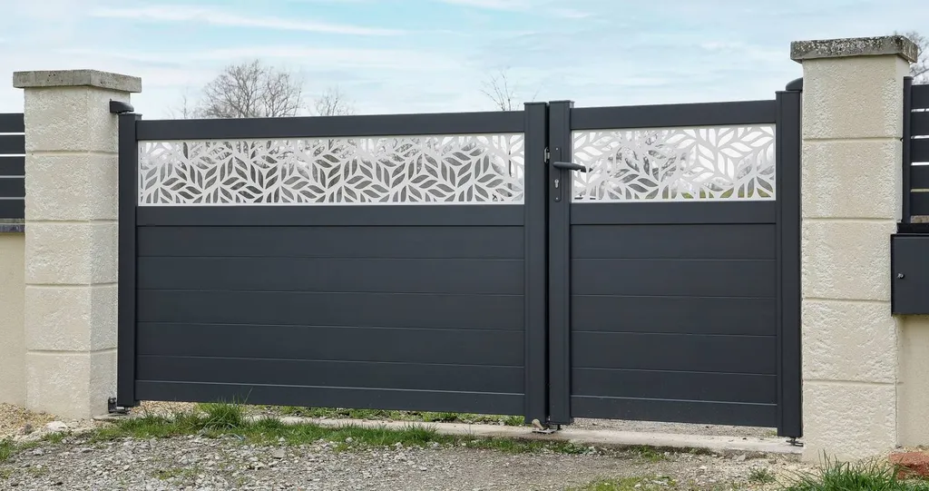 Portail aluminium battant asymétrique MFC style