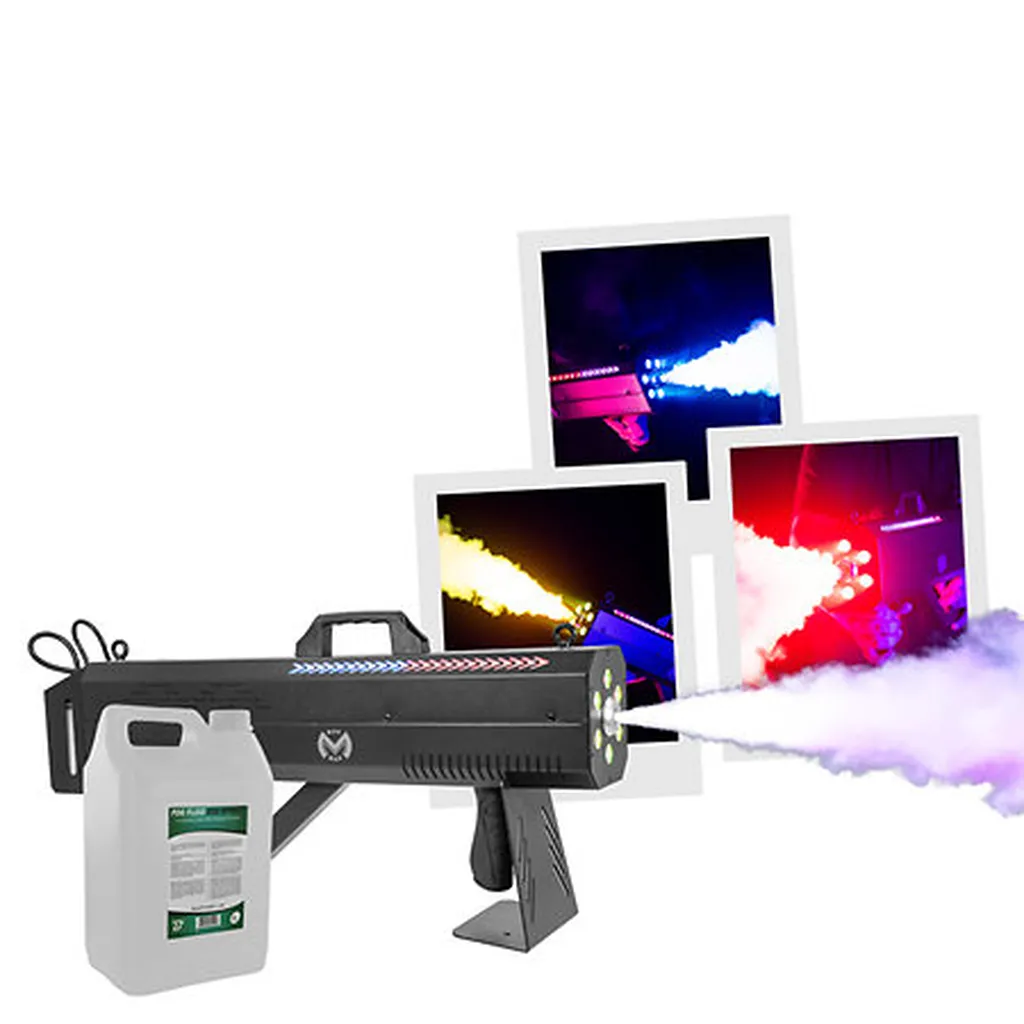 LOCATION DE MACHINE PISTOLET CANON A FUMÉE PORTABLE DE TYPE CO2 OU GEYSER MACMAH FOG BLASTER 1500 A TOULON