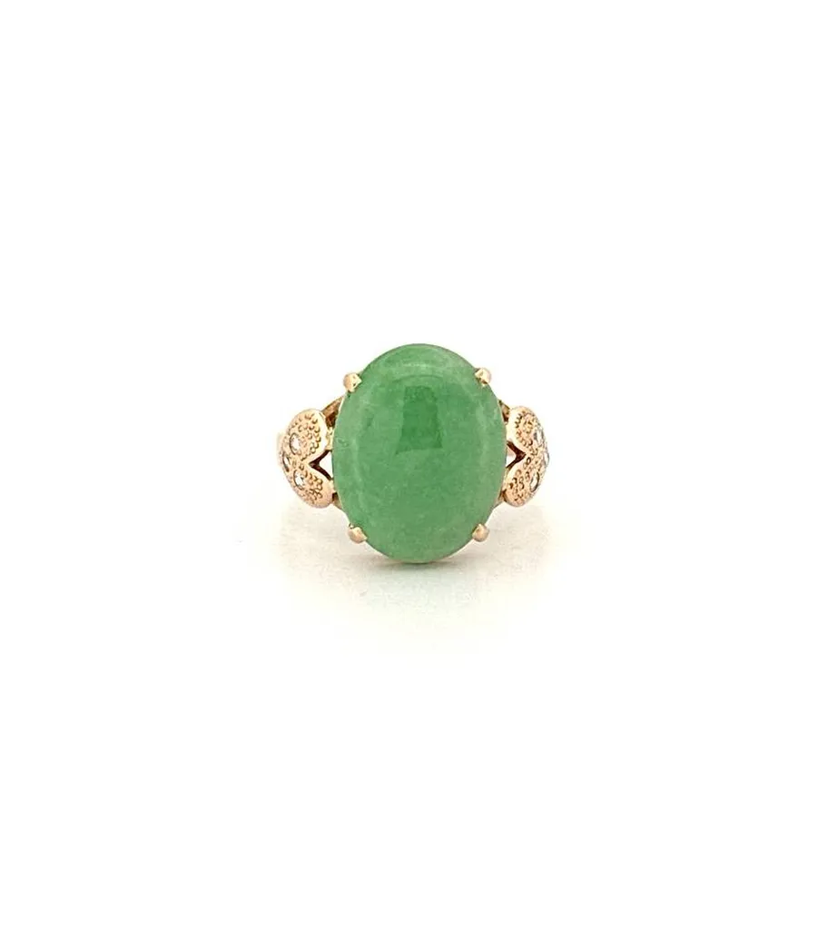 Bague jade vert en or 750 – Dépôt-vente bijouterie Or Ligne à La Teste-de-Buch