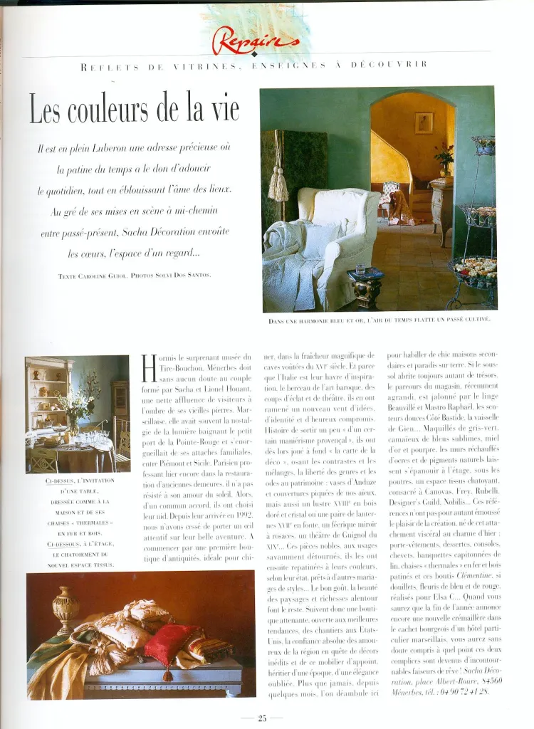 Coté Sud reportage sur la boutique Sacha Décoration à Menerbes