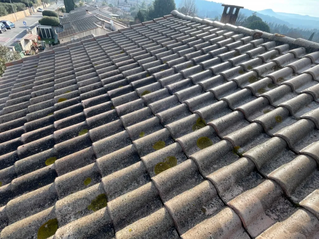toiture avant intervention de nettoyage de tuile sur martigues
