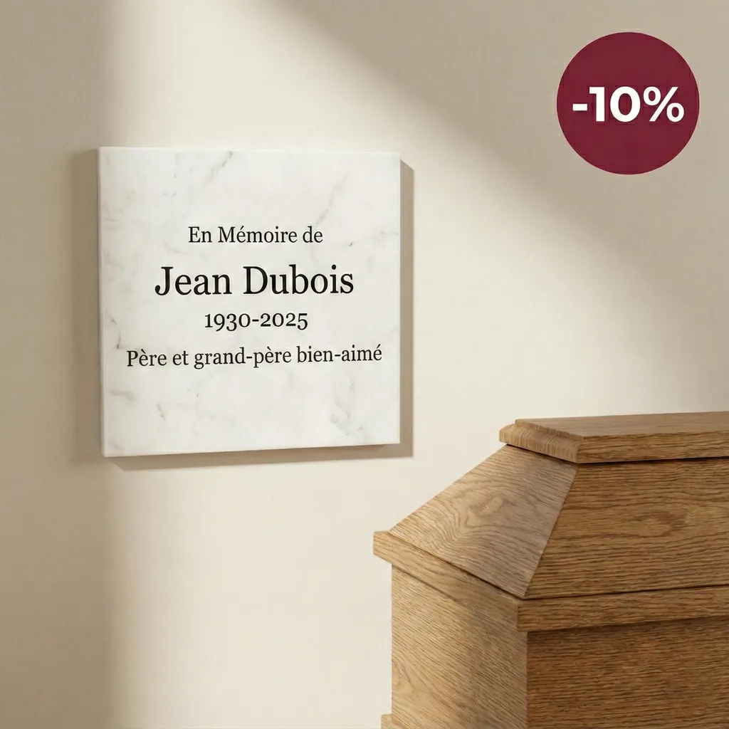 Profitez de -10% sur les plaques funéraires en magasin et cercueils en chêne massif pour des obsèques personnalisées à Marseille et Aubagne