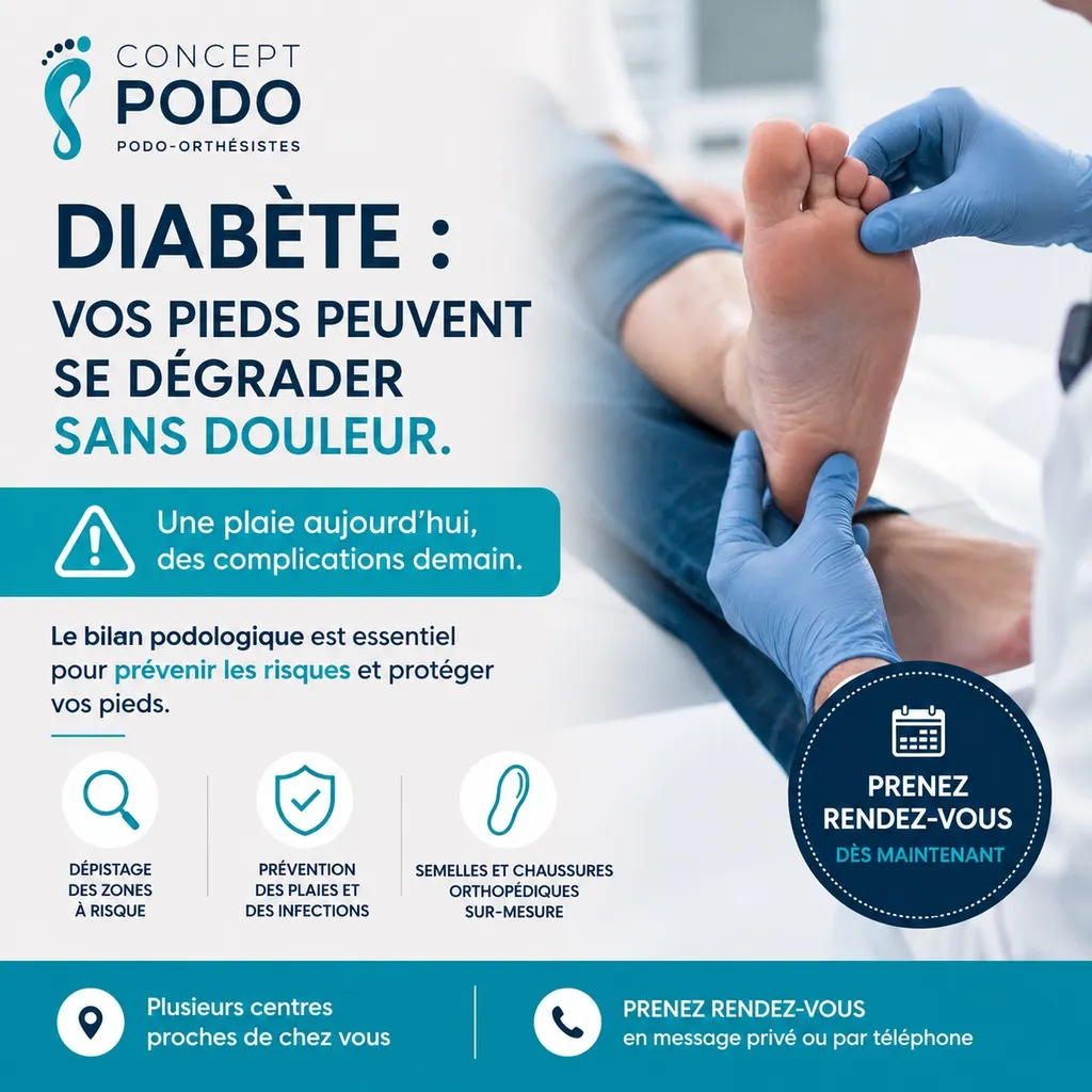 DIABETE PREVENTION chez Concept-Podo bilan podologique spécialiste patients diabétiques