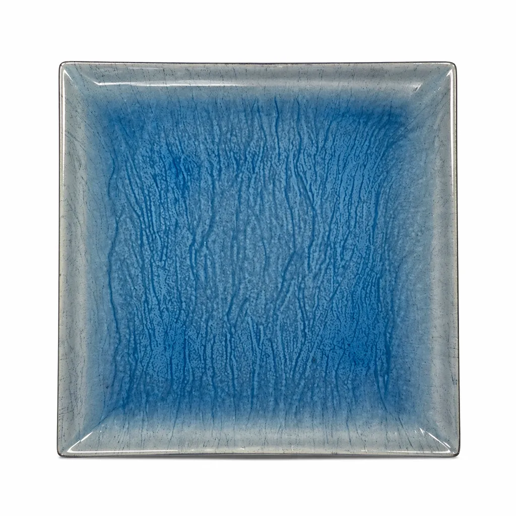 ASSIETTE CARRÉE EN VERRE BLEUE A LA LOCATION DANS LE VAR POUR ANNIVERSAIRE CONDITIONNEE PAR 20