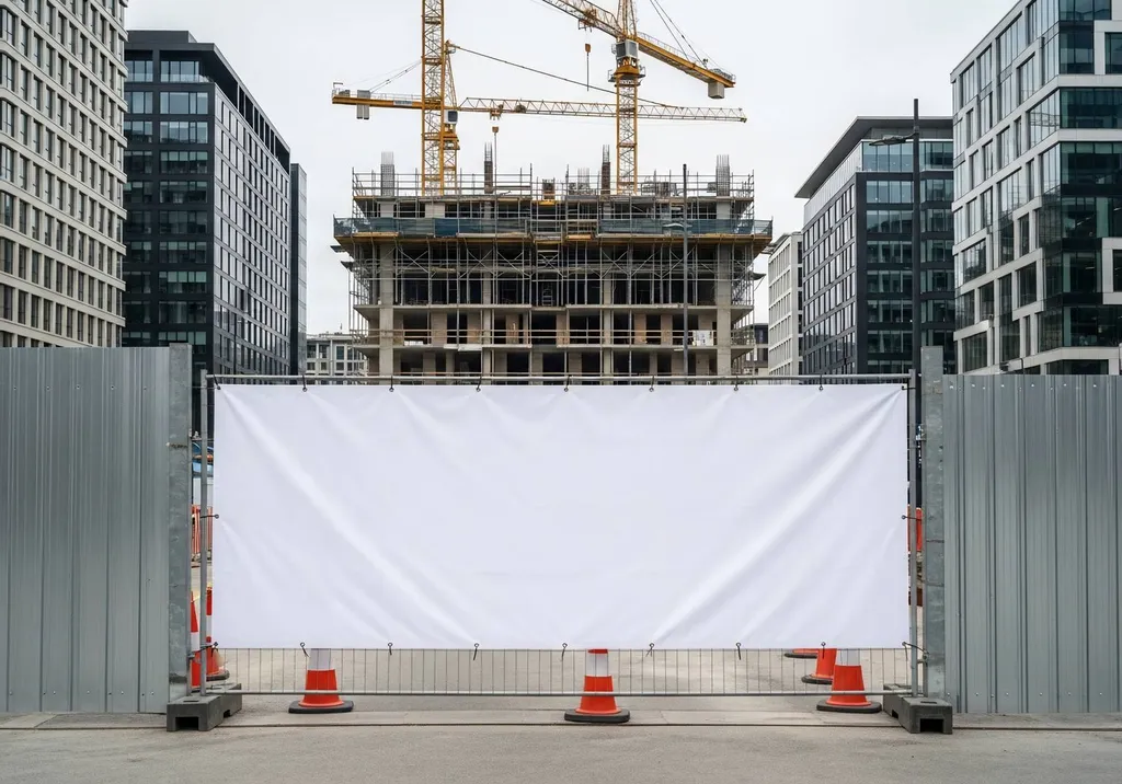 création et impression de bâche de chantier type heras pour barrières de chantier près du Havre