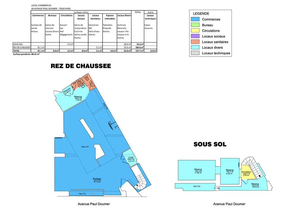 Location - Boutique 132 m², Paul Doumer, Avenue Paul Doumer 75116 PARIS