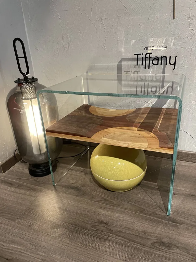 Bout de canapé bois et verre