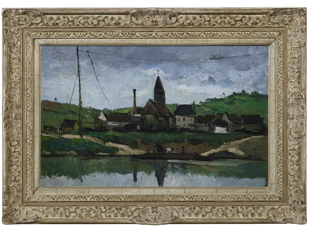 photographe à Lyon pour reproduction d'oeuvre d'art peinture à l'huile sur toile avec cadre Paul Cézanne_Vue de Bonnières_1866_Musée Faure_Aix-les-Bains