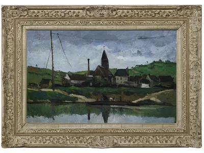 photographe à Lyon pour reproduction d'oeuvre d'art peinture à l'huile sur toile avec cadre Paul Cézanne_Vue de Bonnières_1866_Musée Faure_Aix-les-Bains