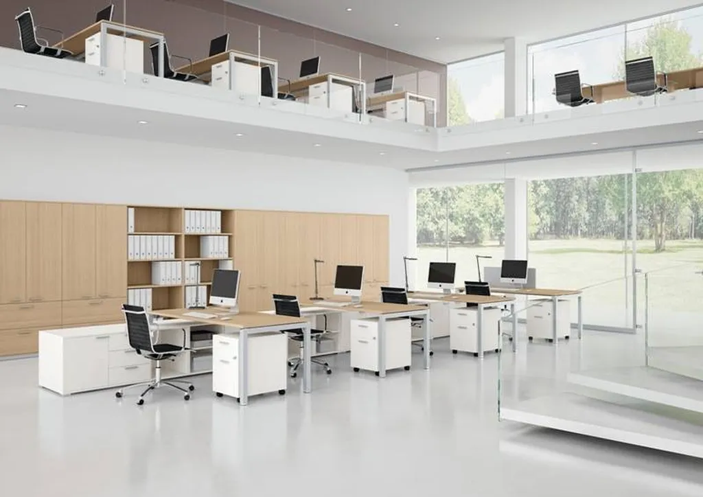 Bureau droit avec retour-Installation open-space à Nîmes