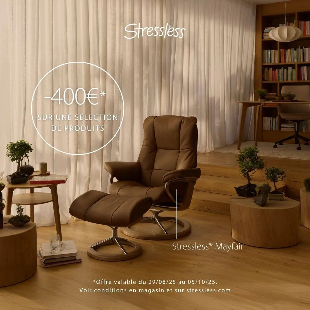 Fauteuil Stressless en cuir en promotion 