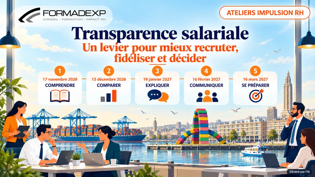 Ateliers Impulsion RH - Transparence salariale:5 ateliers de 2 heures à distance, organisé de novembre 2026 à mars 2027