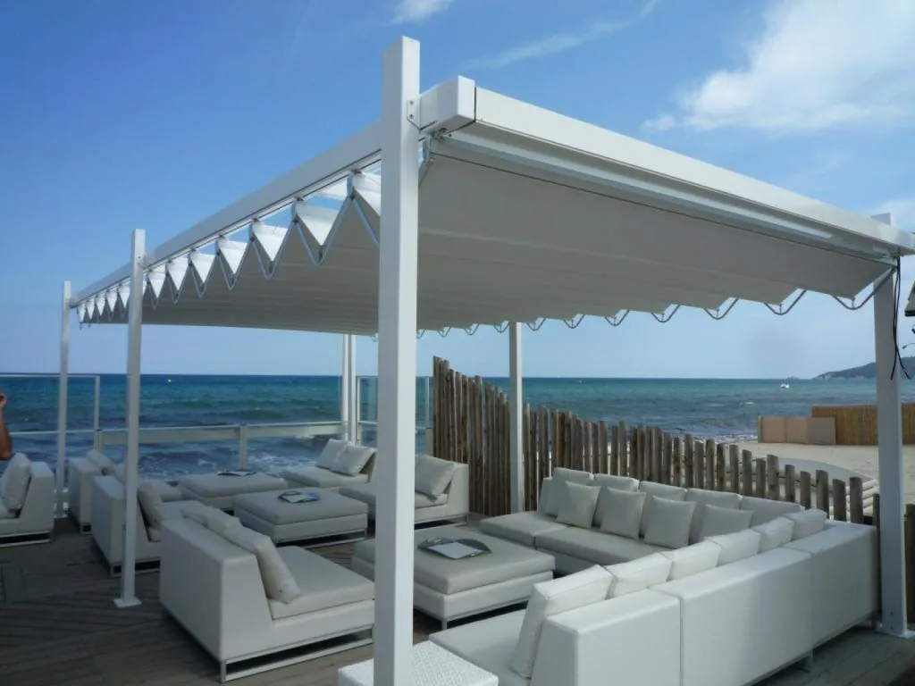 pergola aluminium à toile repliable pour terrasse de plage saint tropez pergola aluminium à toile repliable pour terrasse de plage saint tropez