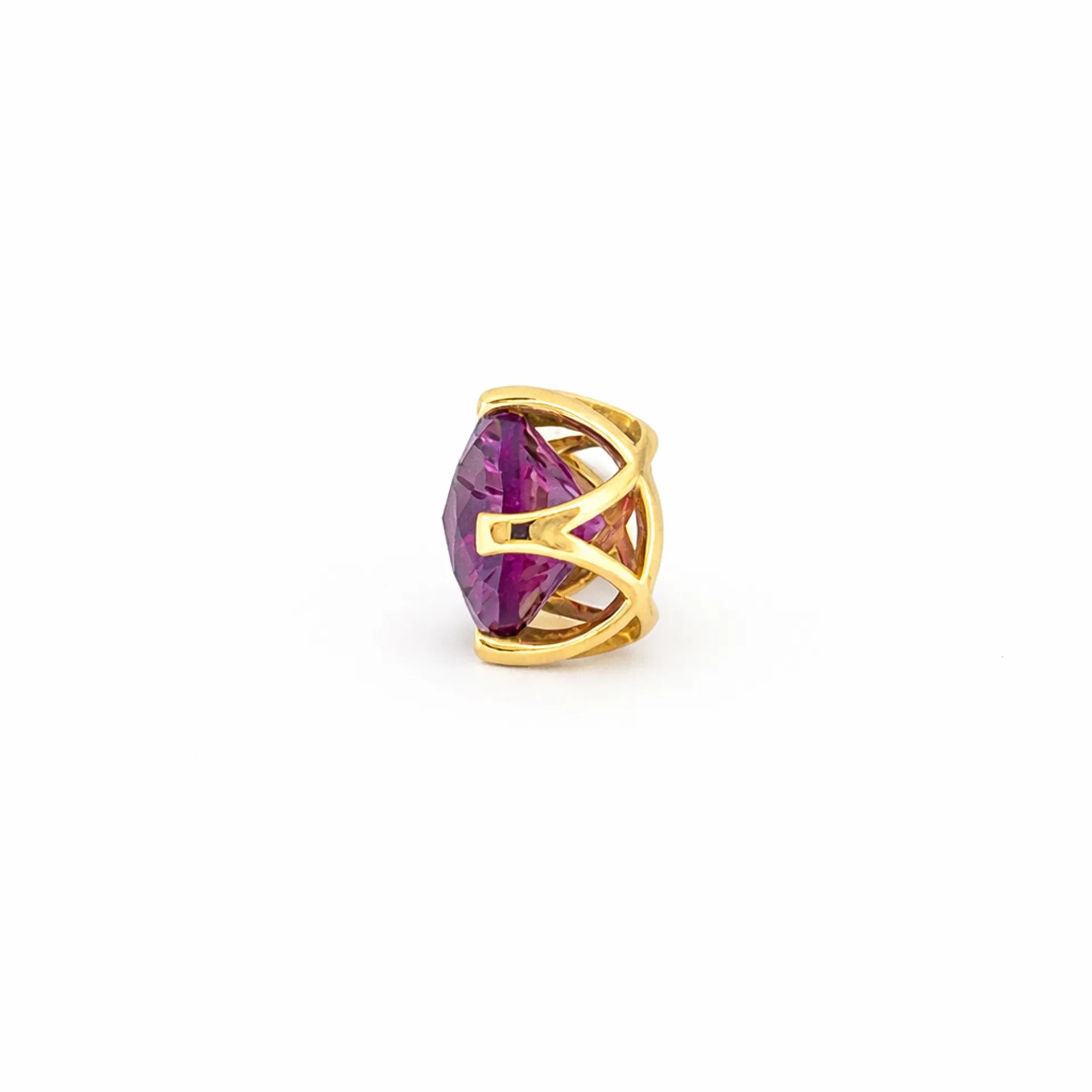 Pendentif or 750 et améthyste taille originale sans bélière dépôt vente Or Ligne La Teste-de-Buch