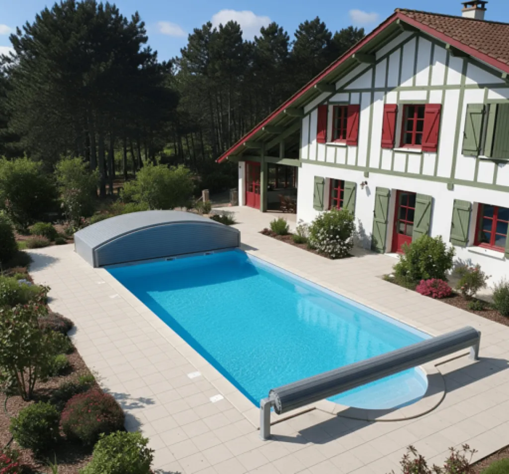 Installation d'une piscine romaine coque par nos experts à Parentis-en-Born - Aloha piscines