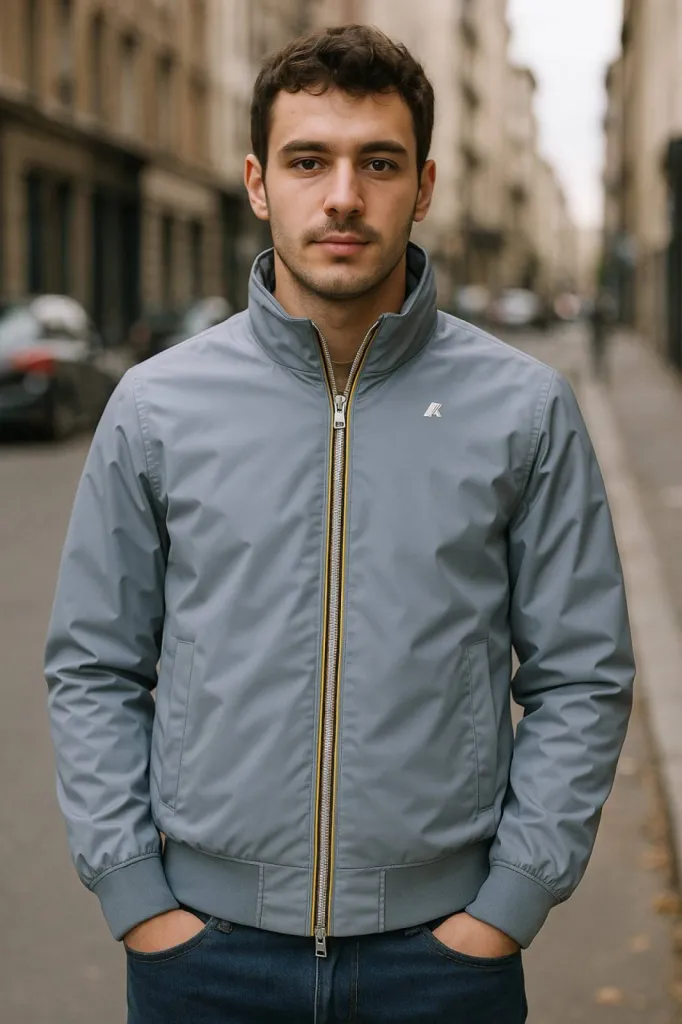 Veste Courte Amaury Stretch Nylon Jersey K-Way grise vendue chez Urban Chic Dieppe